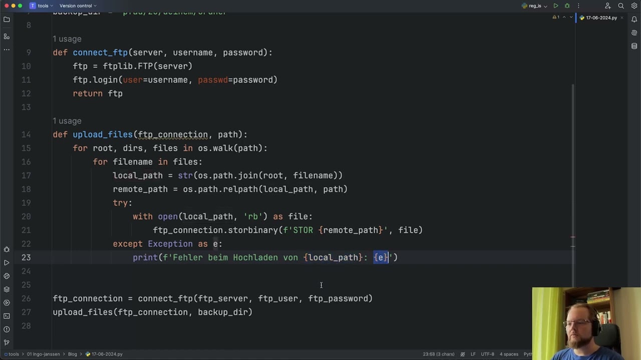 Automatisiertes Dateisystem Backup via FTP mit Python