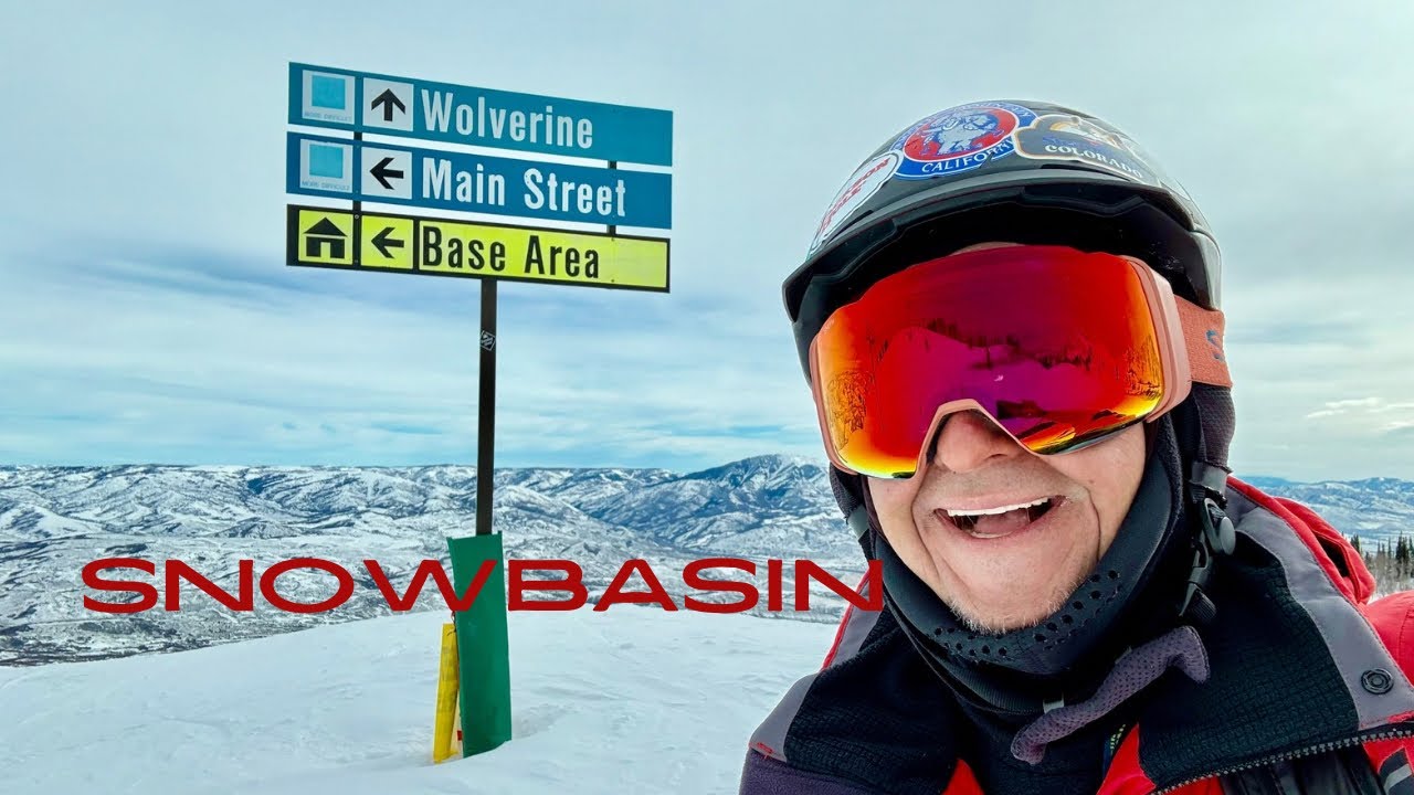 Skiing Snowbasin Utah from the top of the new DeMoisy lift on the blue intermediate Main Street run