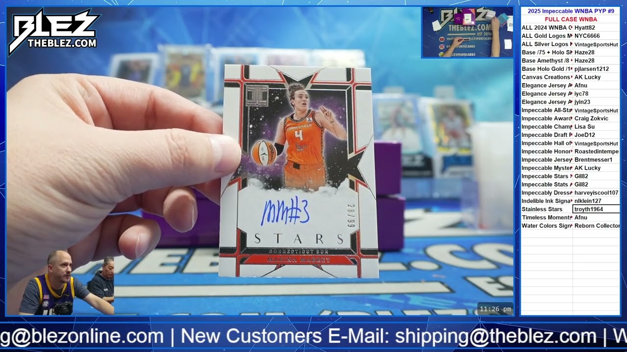 Panini Impeccable WNBA 2025, полный кейс, выпуск №9, выберите свою параллельную версию.