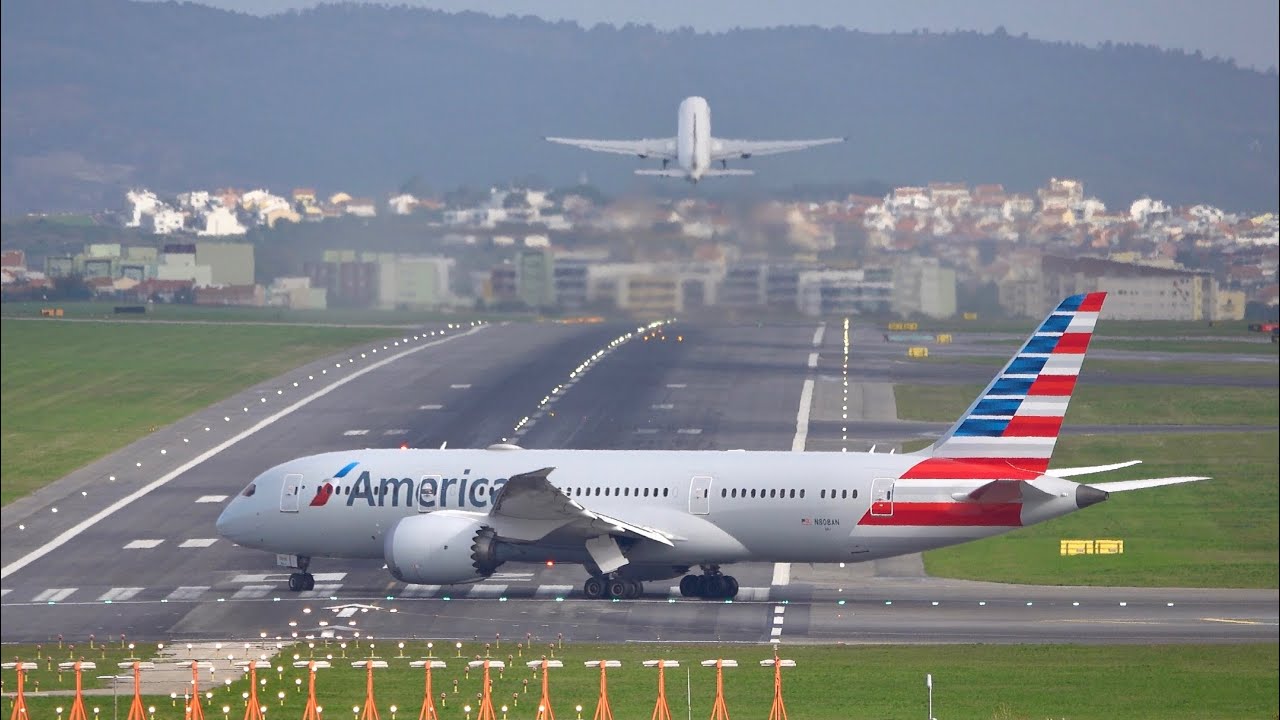 Boeing 787-8 American Airlines Landing & Takeoff at Lisbon Airport!