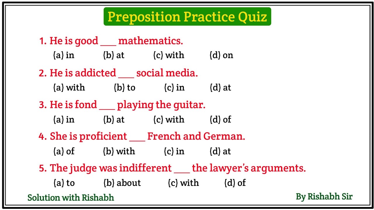 Preposition objective questions | Preposition in english grammar | Prepositions practice exercises