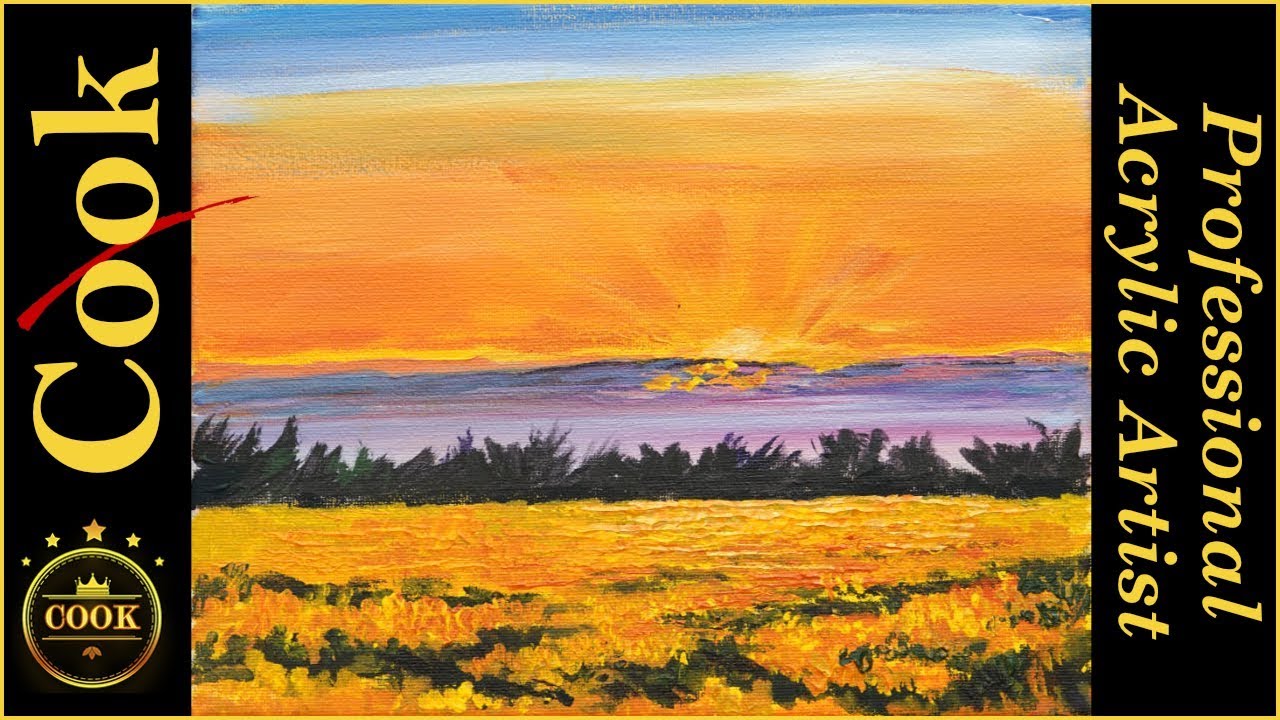 Mustard Fields at Sunset an Acrylic Painting Tutorial for  with Ginger Cook