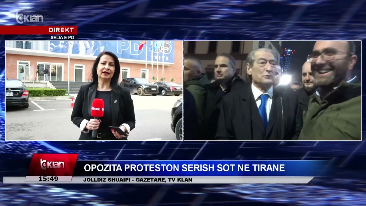 Tv Klan - Opozita proteston sërish sot në Tiranë, raporton gazetarja Jolldiz Shuaipi