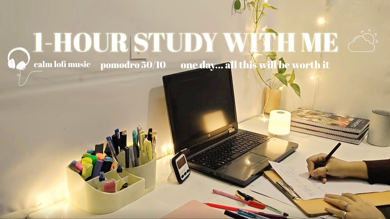 1-HOUR STUDY WITH ME  |  Pomodoro 50/10 | Focus |