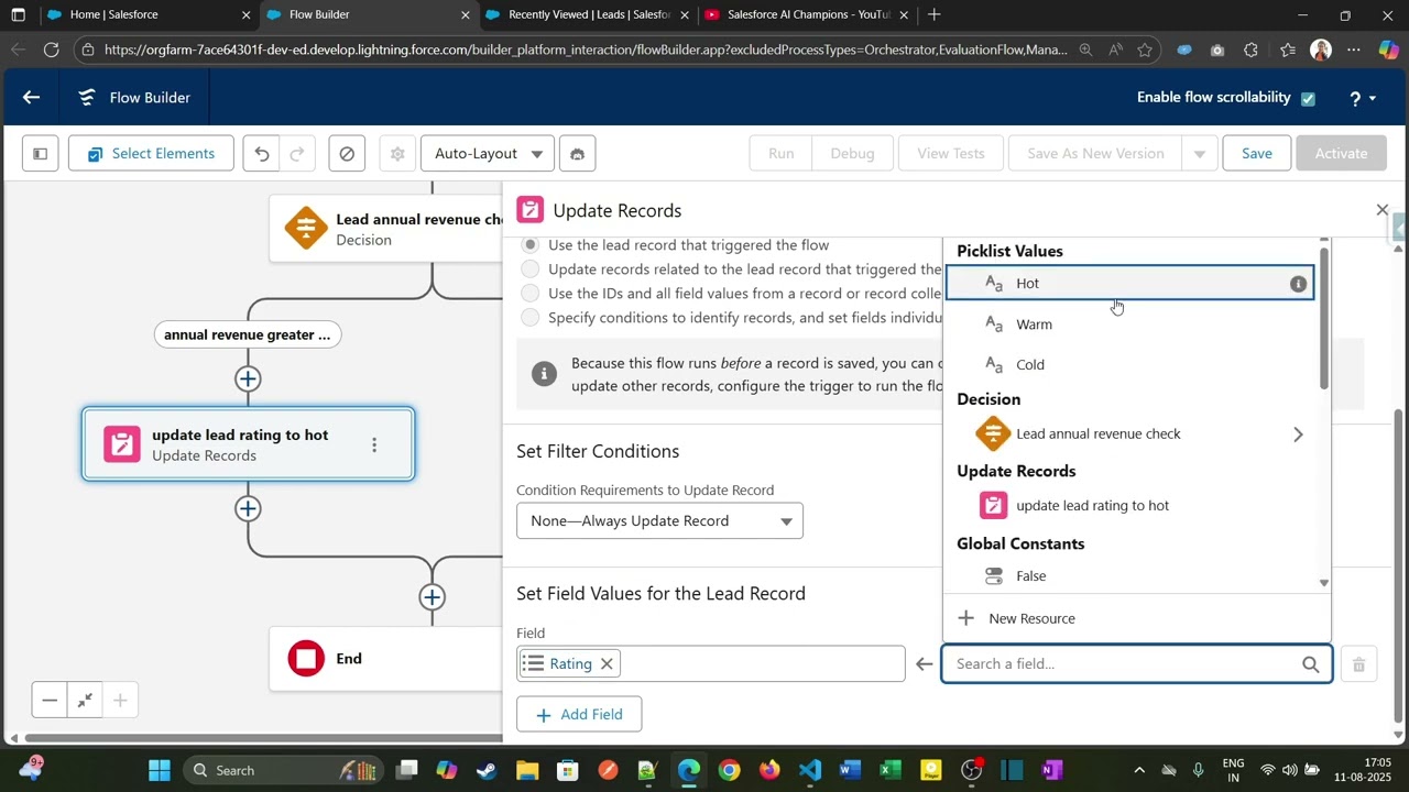 FLOW16: FAST FIELD UPDATES in Salesforce Record Triggered Flow: Automate Lead Rating Instantly!