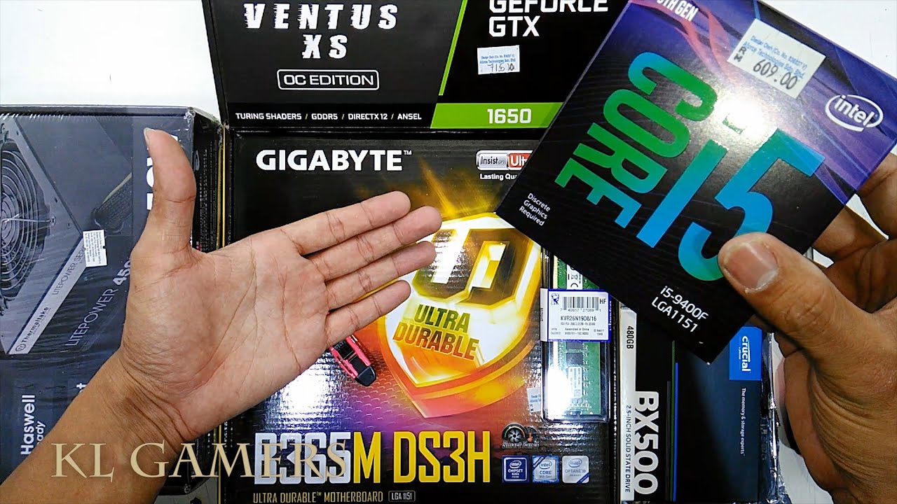 intel Core i5 9400F GIGABYTE B365M DS3H Crucial BX500 GTX 1650 VENTUS XS OC Cooler Master Elite 361