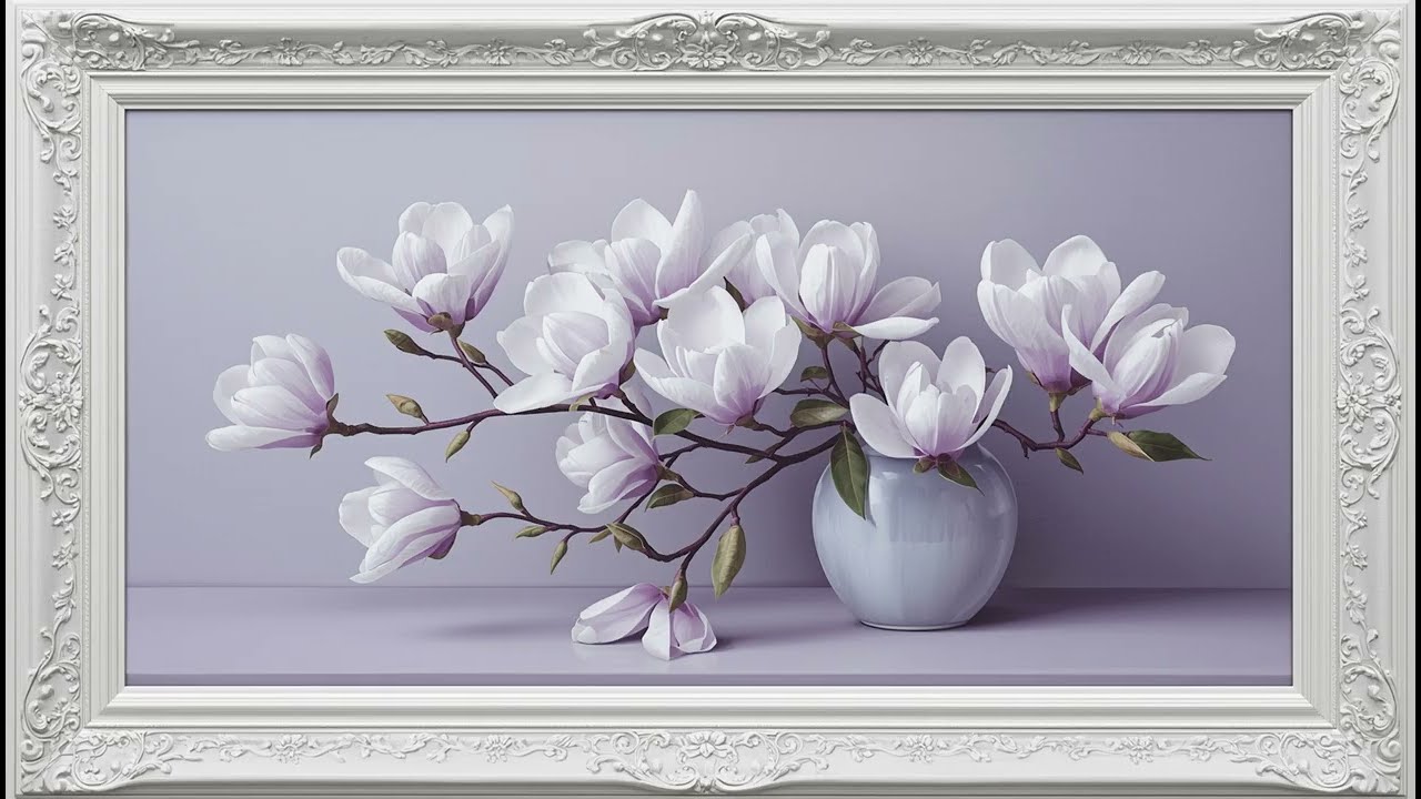 Magnolia. Beauty of Blooming Magnolia | Gentle Art Gallery | 2 Hours Relaxing Floral Paintings | 4K