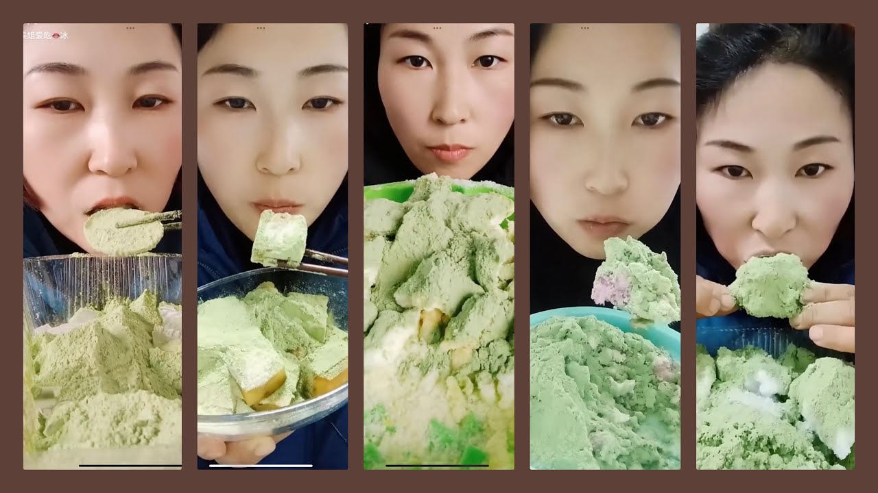 ASMR :Heavy Matcha powder ice|solo bites|Soft ice|crushed hard ice|white ice eating|V-good crunchy