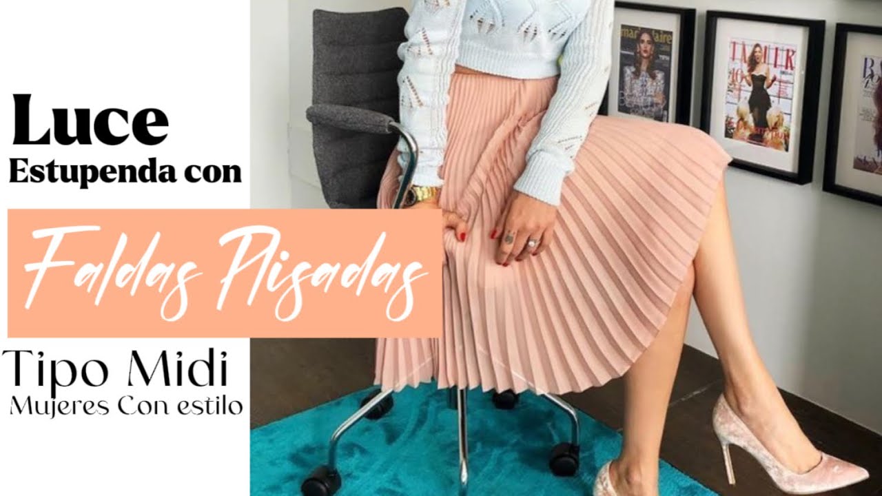 FALDAS PLISADAS TIPO MIDI QUE SIEMPRE ESTARAN EN TENDENCIA  PARA MUJERES CON ESTILO