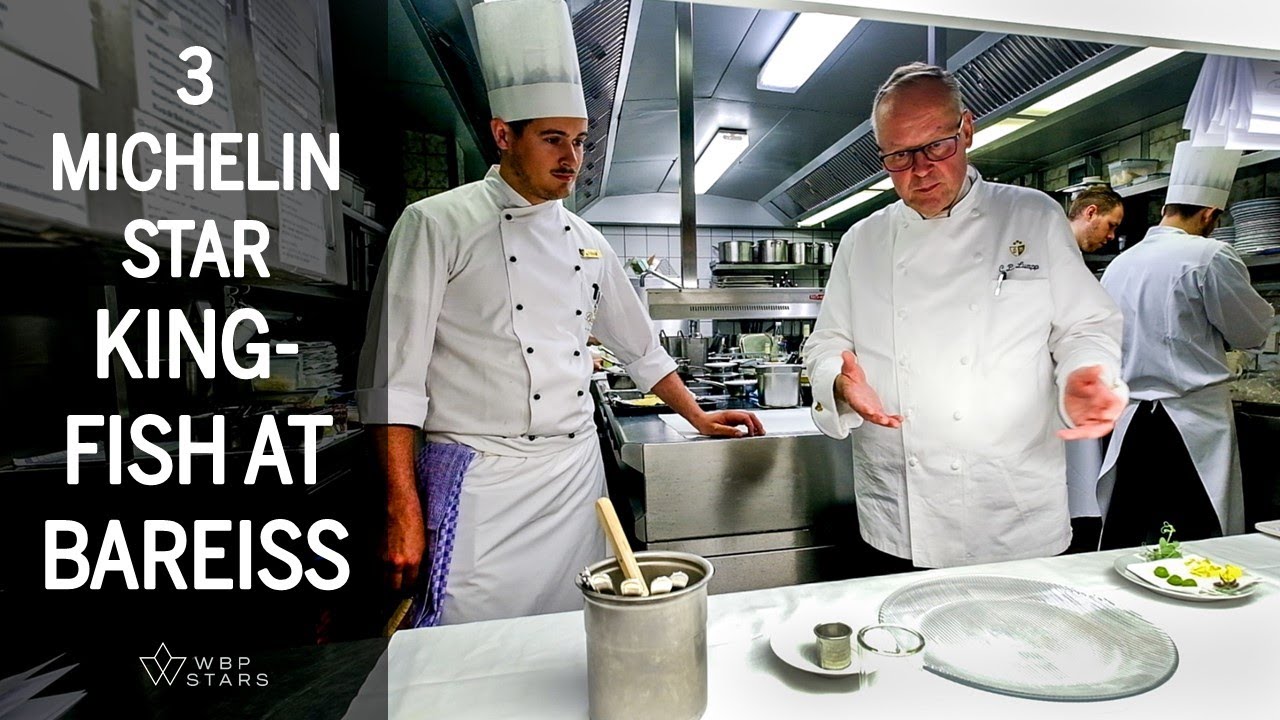 Delicious KINGFISH & WASABI preparation at 3 MICHELIN STAR restaurant BAREISS in Germany