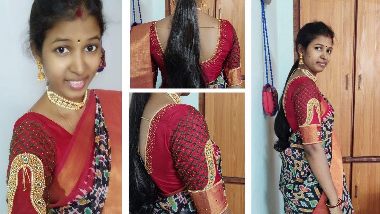 మీ pattu blouse ని మగ్గం అవసరంలేకుండా heavy designer blouseల చేసుకోండి / most beautiful aari/jewelry