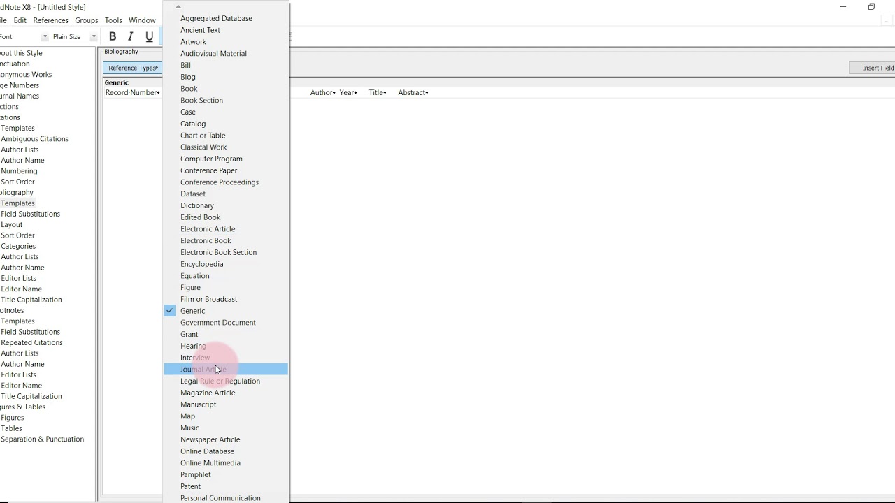 EndNote: Create an Output Style