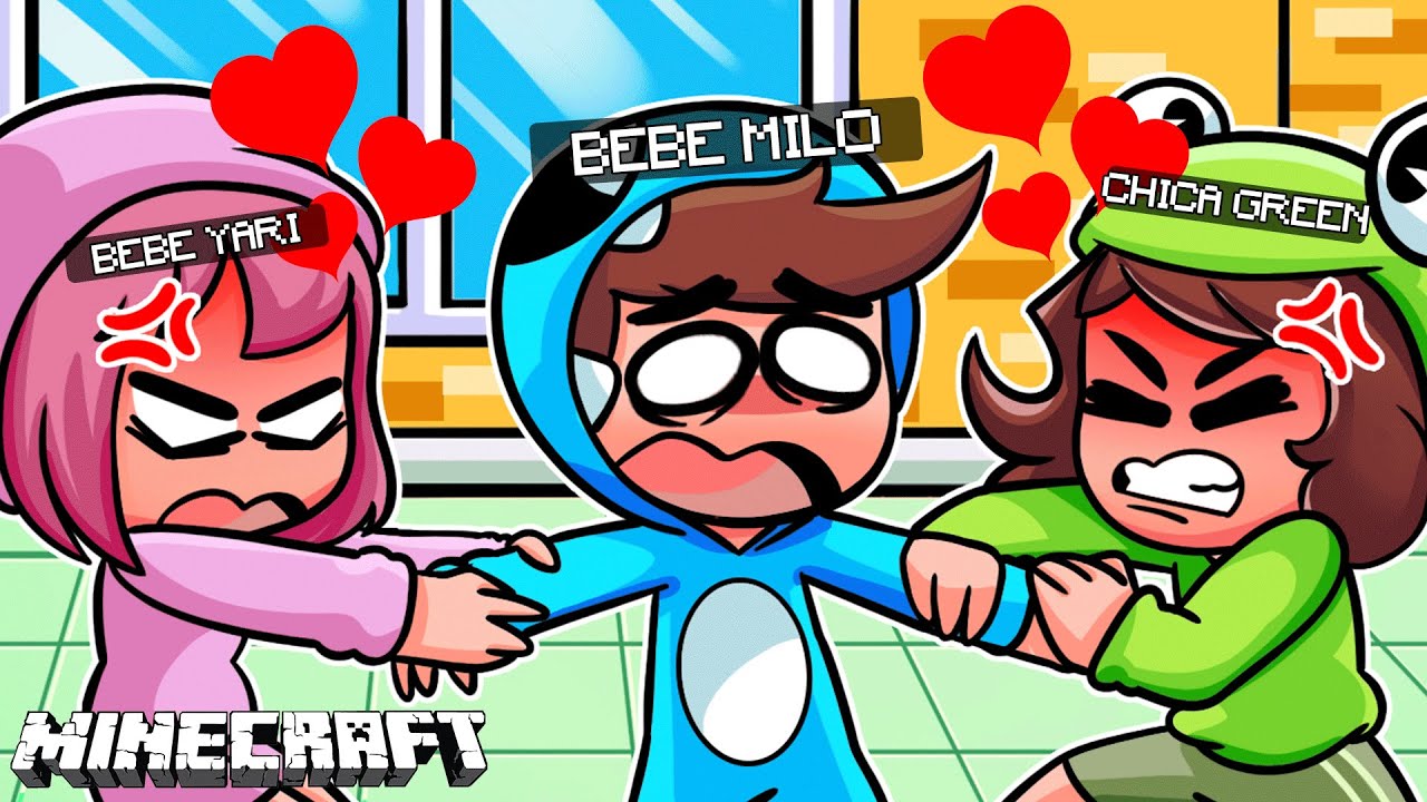 YARI CONOCE a CHICA GREEN y BEBE MILO ESTA en PROBLEMAS en MINECRAFT 🙃🙃