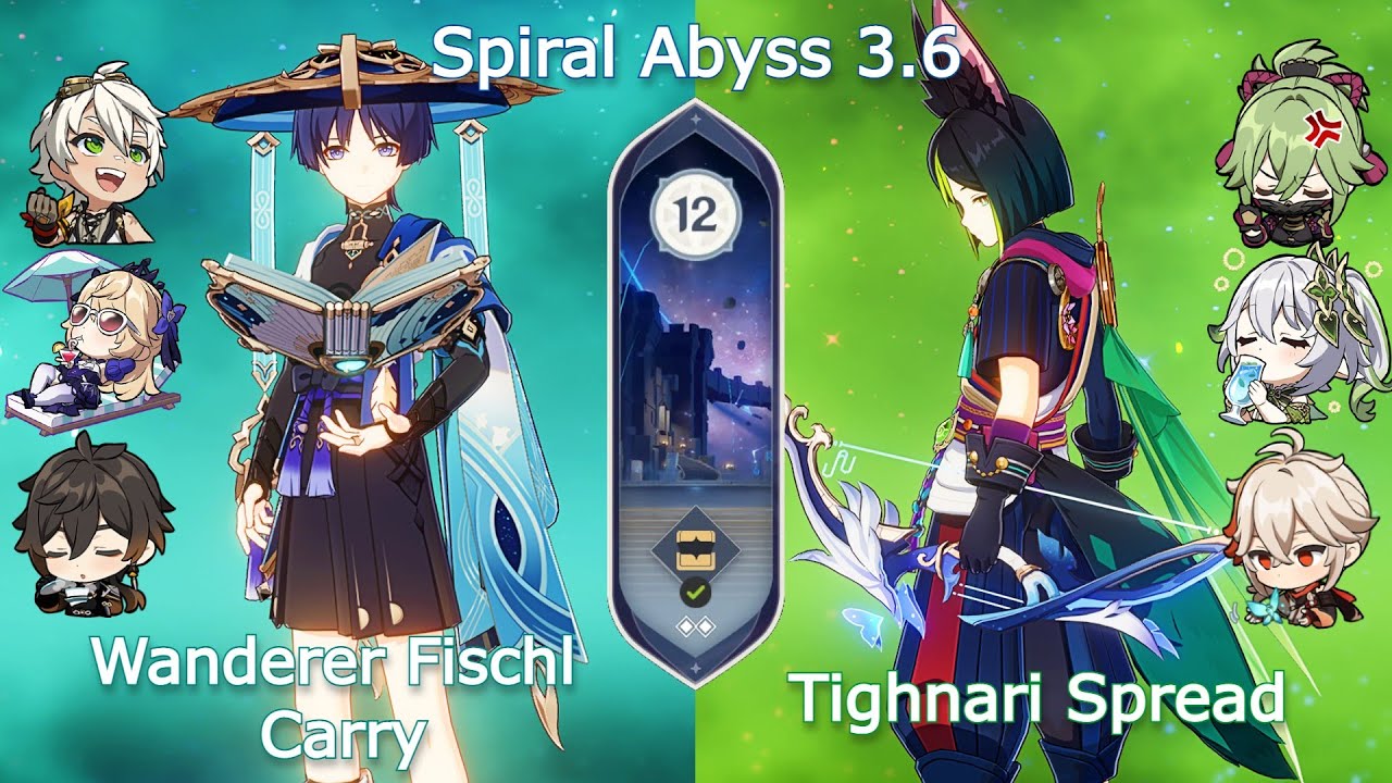 C0 Wanderer Fischl Carry x C0 Tighnari Spread - Spiral Abyss 3.6 | Floor 12 9 Stars | Genshin Impact