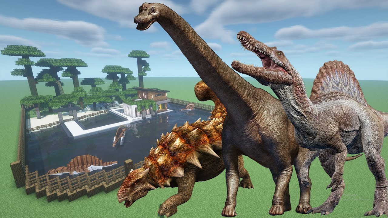 How To Make a Brachiosaurus, Ankylosaurus, and Spinosaurus Farm in Minecraft PE