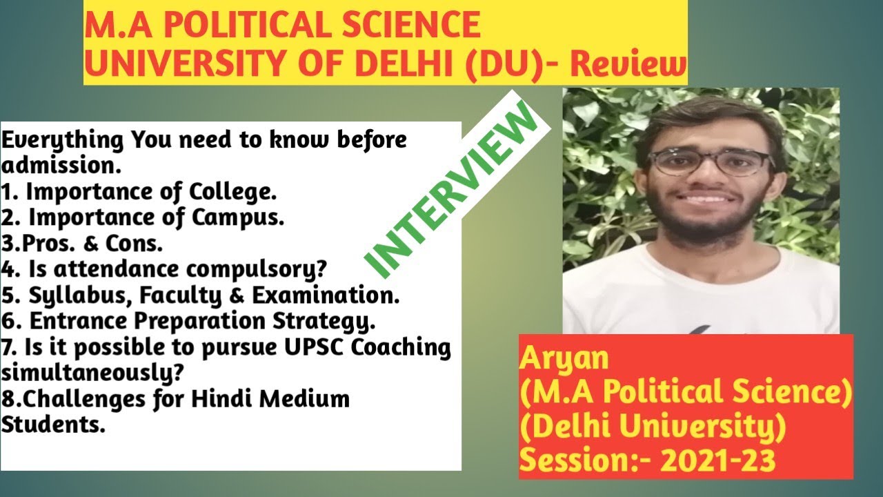 MA Political Science From DU||M.A Political Science From Delhi University||MA Political Science||