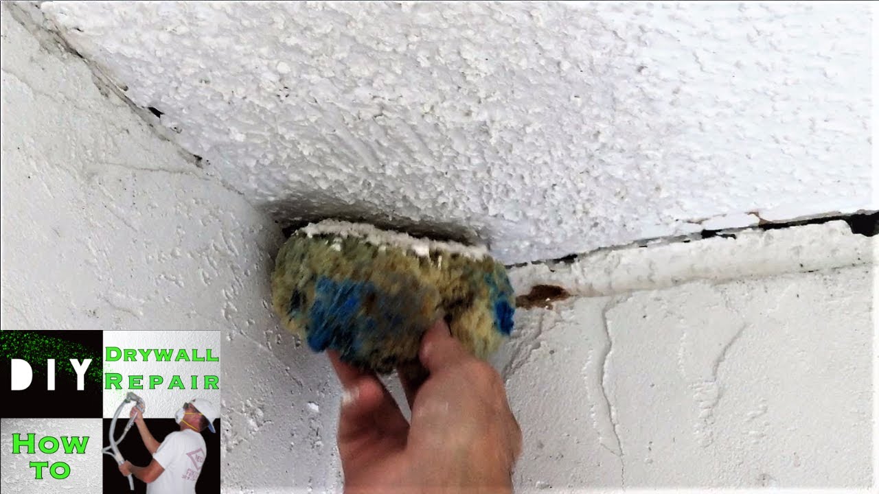 DIY - How to blend popcorn texture with a sponge on a ceiling repair