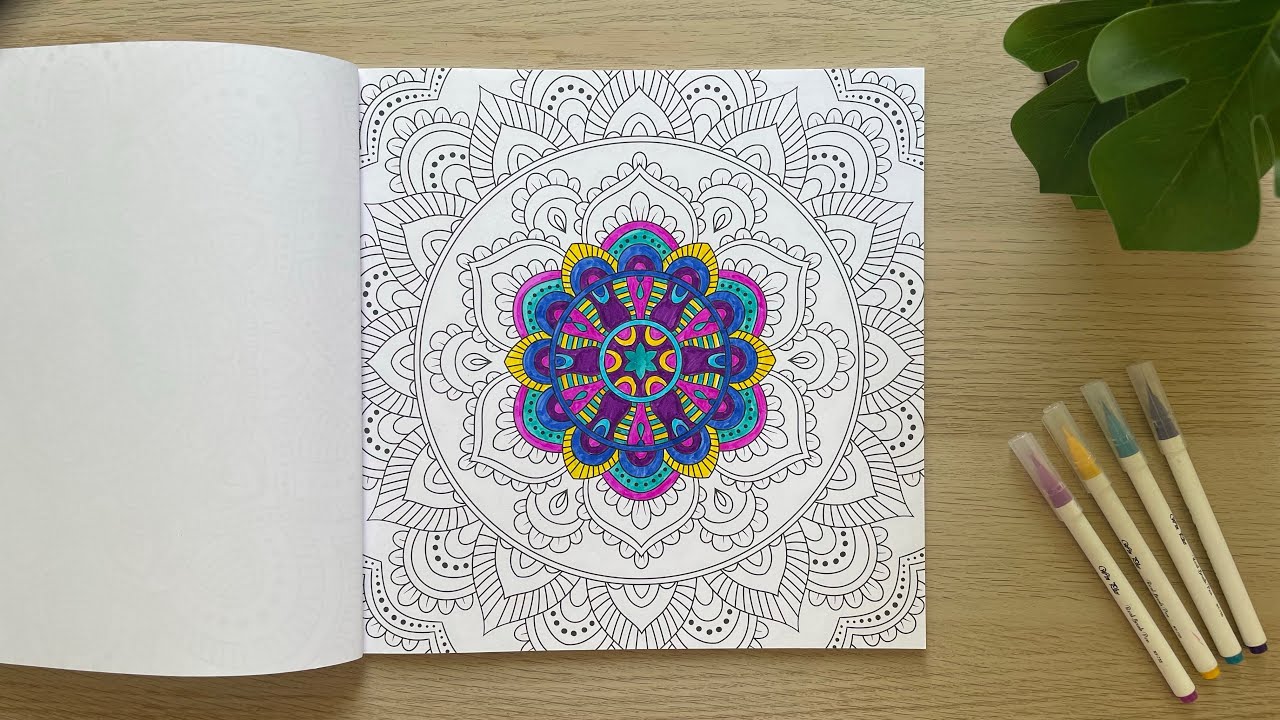 Relaxing Mandala Colouring 🌸 with Brush Pens | Mandala Colouring Book for Adults 📕 Hobby Colourist