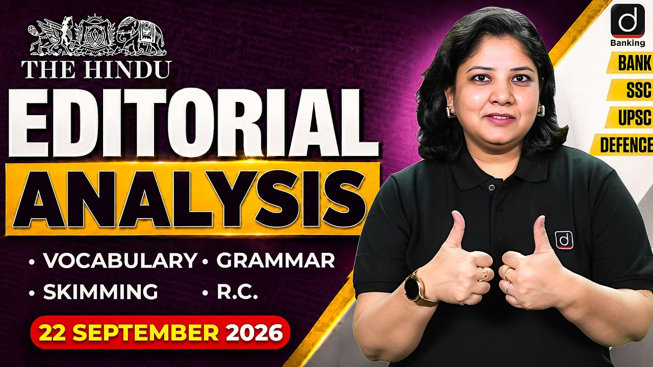 The Hindu Editorial Analysis | 22 September 2026 | Vocab, Grammar, Skimming & R.C.| by Ruchi Ma'am