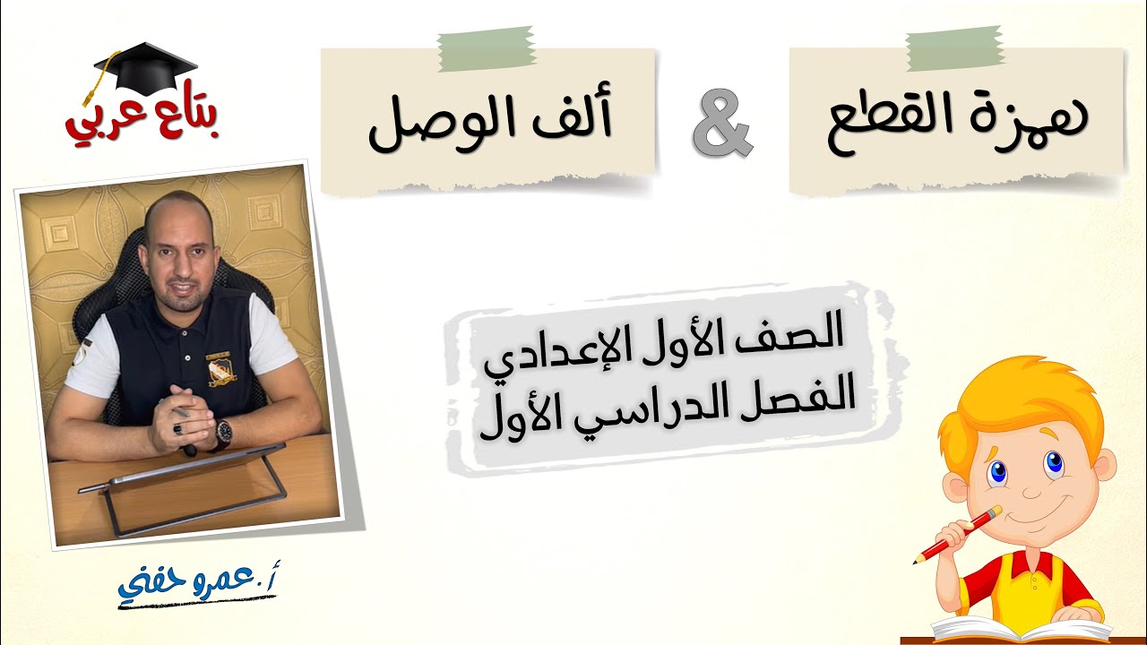 همزة القطع وألف الوصل للصف الأول الاعدادي