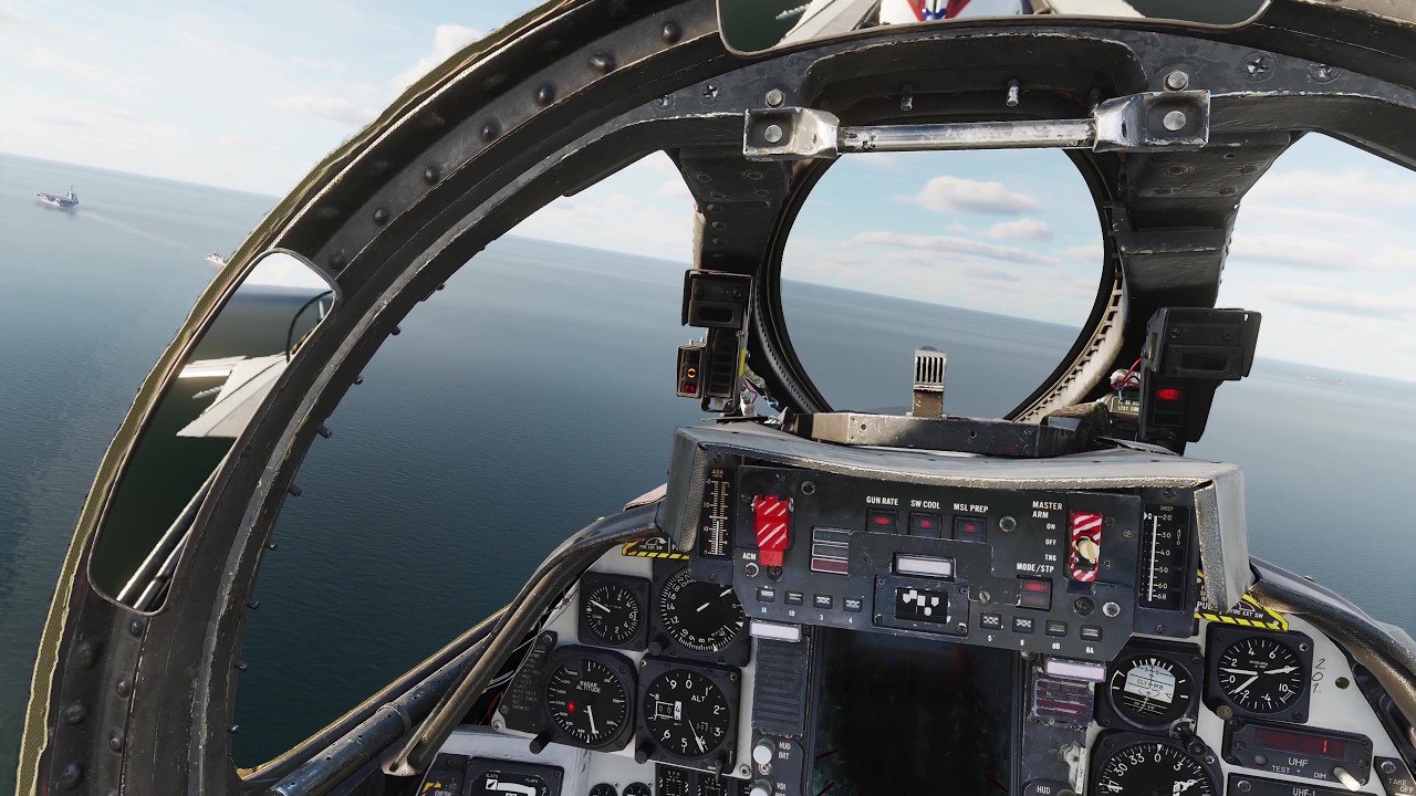 DCS F-14 Early A - Carrier landing, damaged without displays