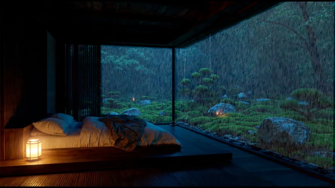 POV: Warm Bedroom by a Large Window 🌧️ Steady Rain Outside | Live Sleep Ambience