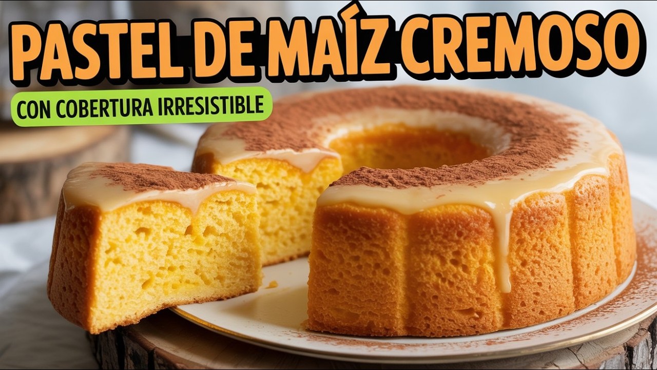 Pastel de MAÍZ con Cobertura Cremosa 🌽 Súper Suave y Fácil en Licuadora | Receta Rápida y Deliciosa