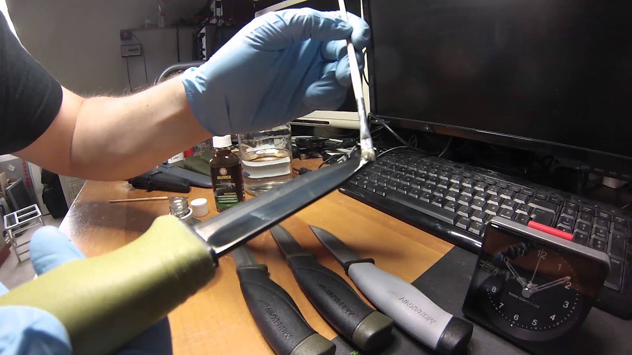 Carbonstahl brünieren ( Morakniv Companion und Bushcraft ) Klever Schnellbrünierung und Gunex