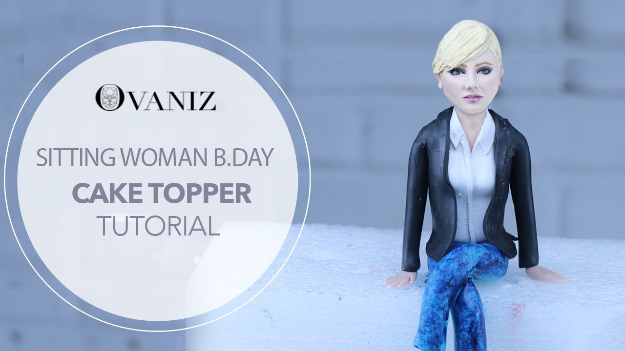 Happy birthday cake topper | Sitting girl silhouette cake topper | Lady cake topper | Fondant topper