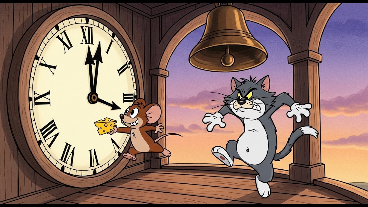 The Clocktower Caper | Classic 2D Cat and Mouse Cartoon (1940s Style Slapstick Comedy)