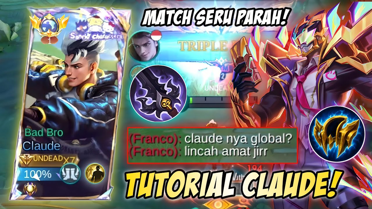 MATCH SERU PARAH! NIH GW KASIH TAU CARA WINSTREAK PAKE CLAUDE DIMETA SEKARANG! EMBLEM BUILD! | MLBB