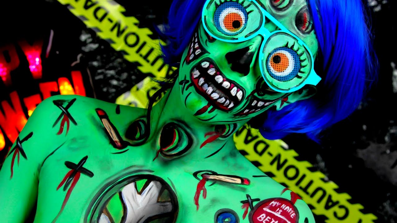 Cartoon Pop Art Zombie Makeup Halloween Tutorial