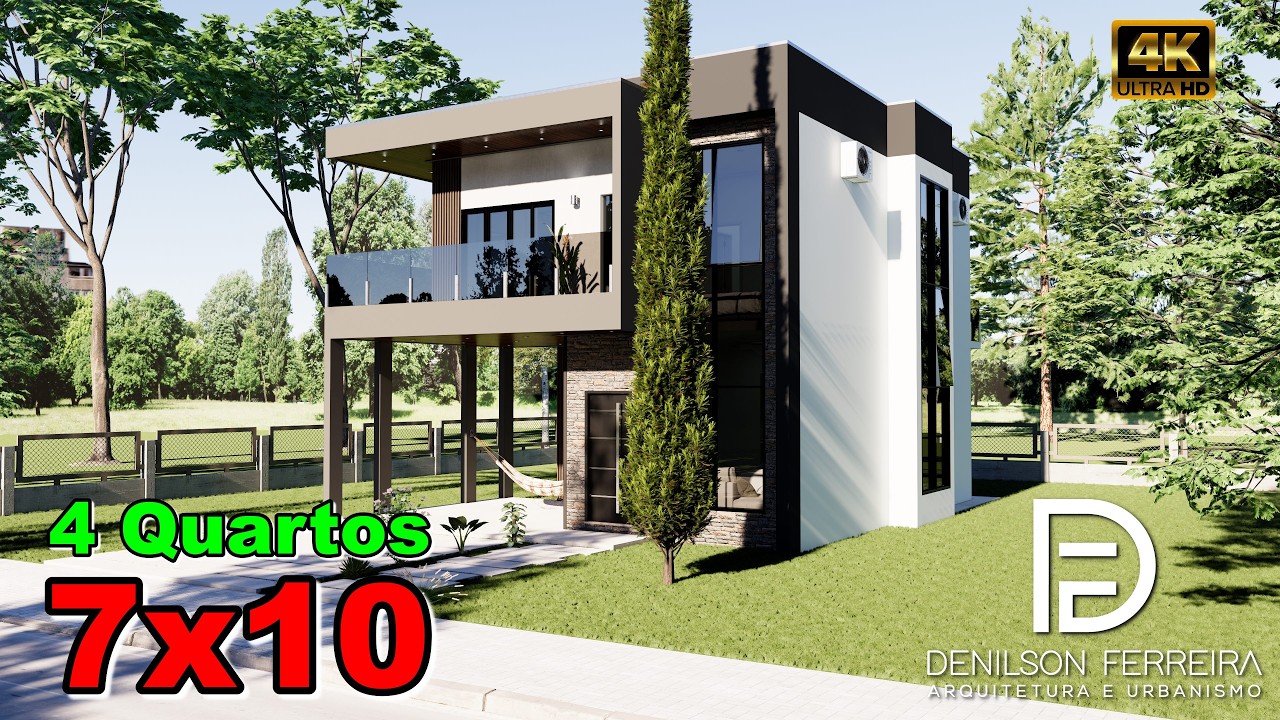 130 - Sobrado 7x10 com 4 quartos | PROJETO MODERNO E BARATO