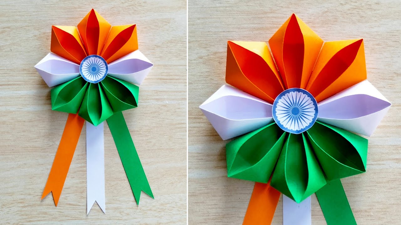 Independence day badge making // Indian Tricolor Badge //15th August craft ideas