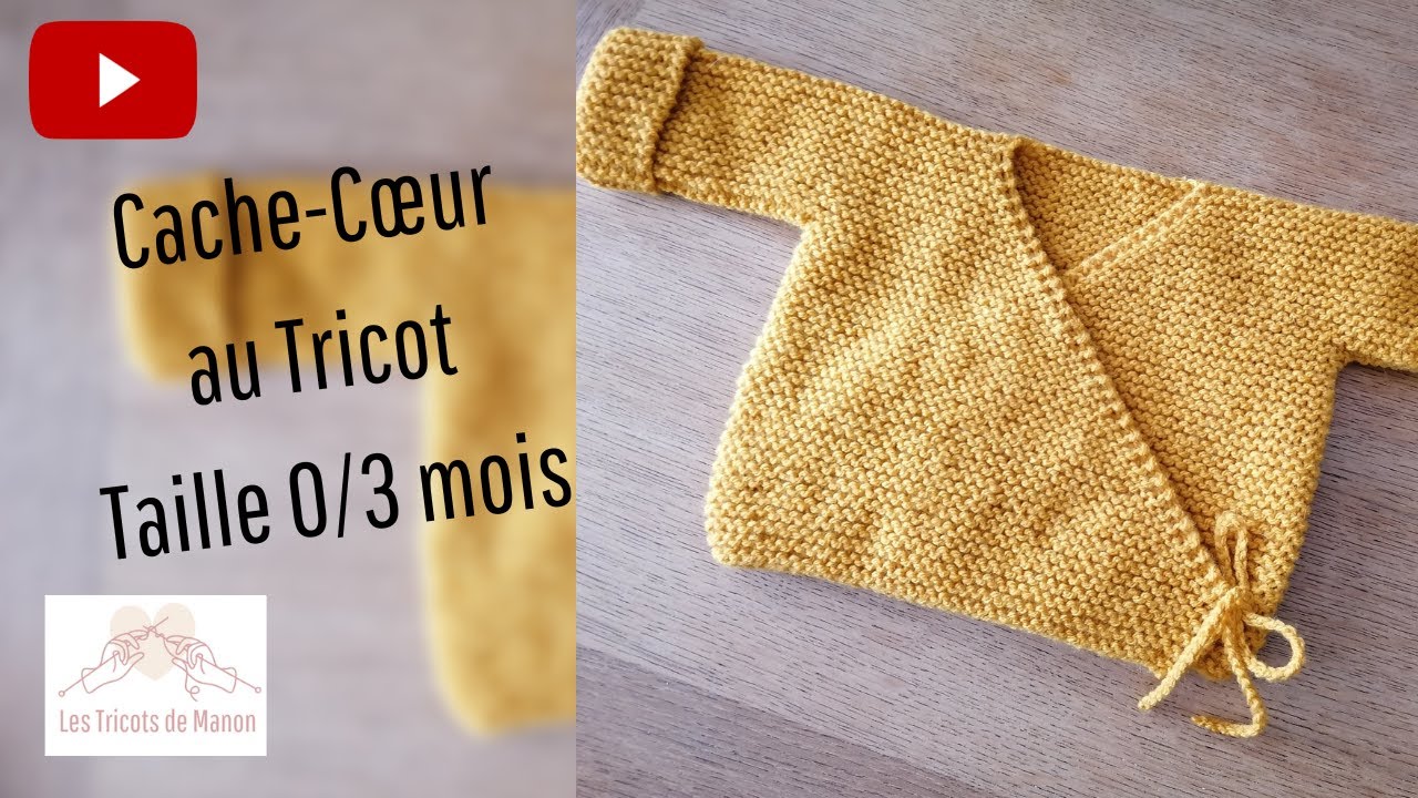 Cache cœur bébé 0/3 mois au tricot
