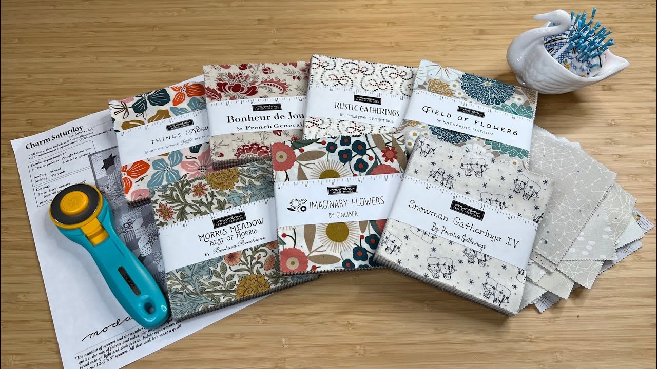 CHARM SATURDAY pattern uses 8 CHARM PACKS!  Make a dent in your collection with a great lap quilt!