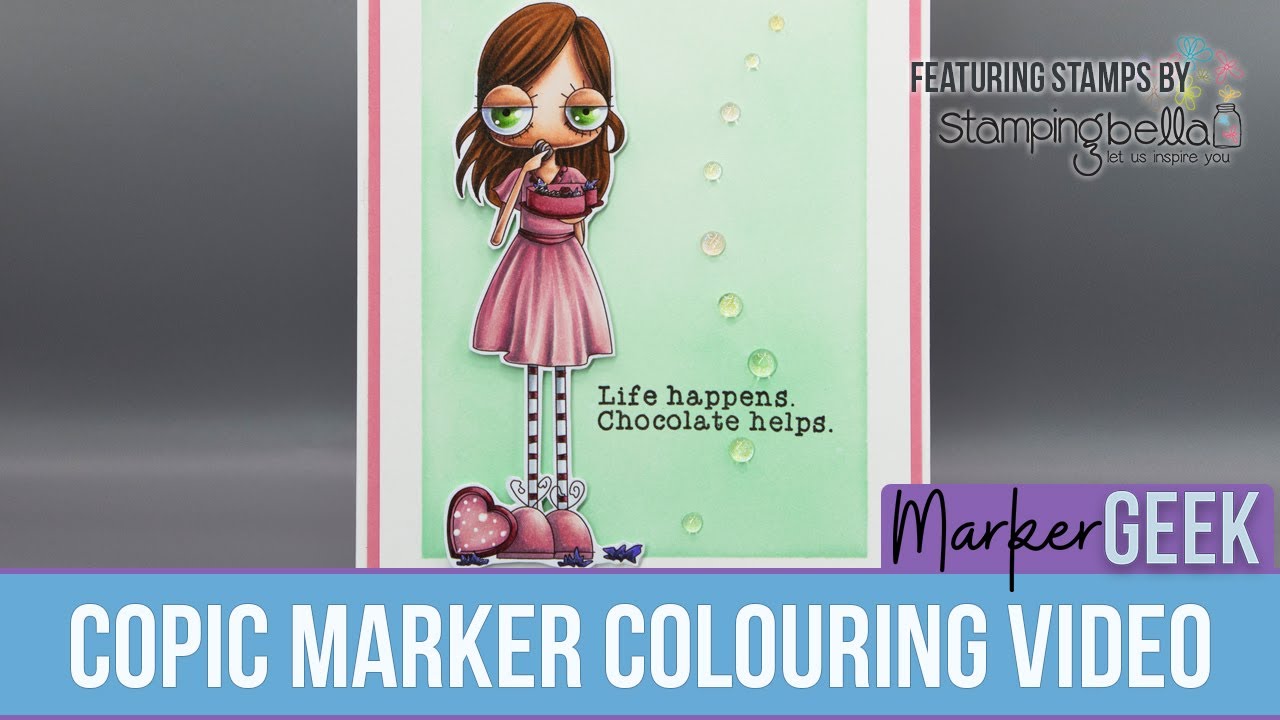 Copic Marker Colouring Stamping Bella Oddball with a Box of Chocolates rubber stamp