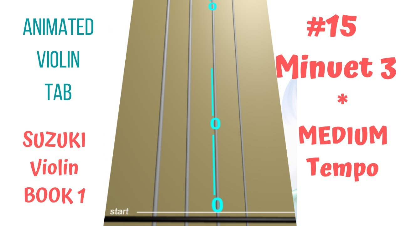MINUET 3 💃🕺by J.S. Bach | Suzuki Violin Book 1| Song 15 🎻| LIVE Animated Violin TAB | MEDIUM Tempo