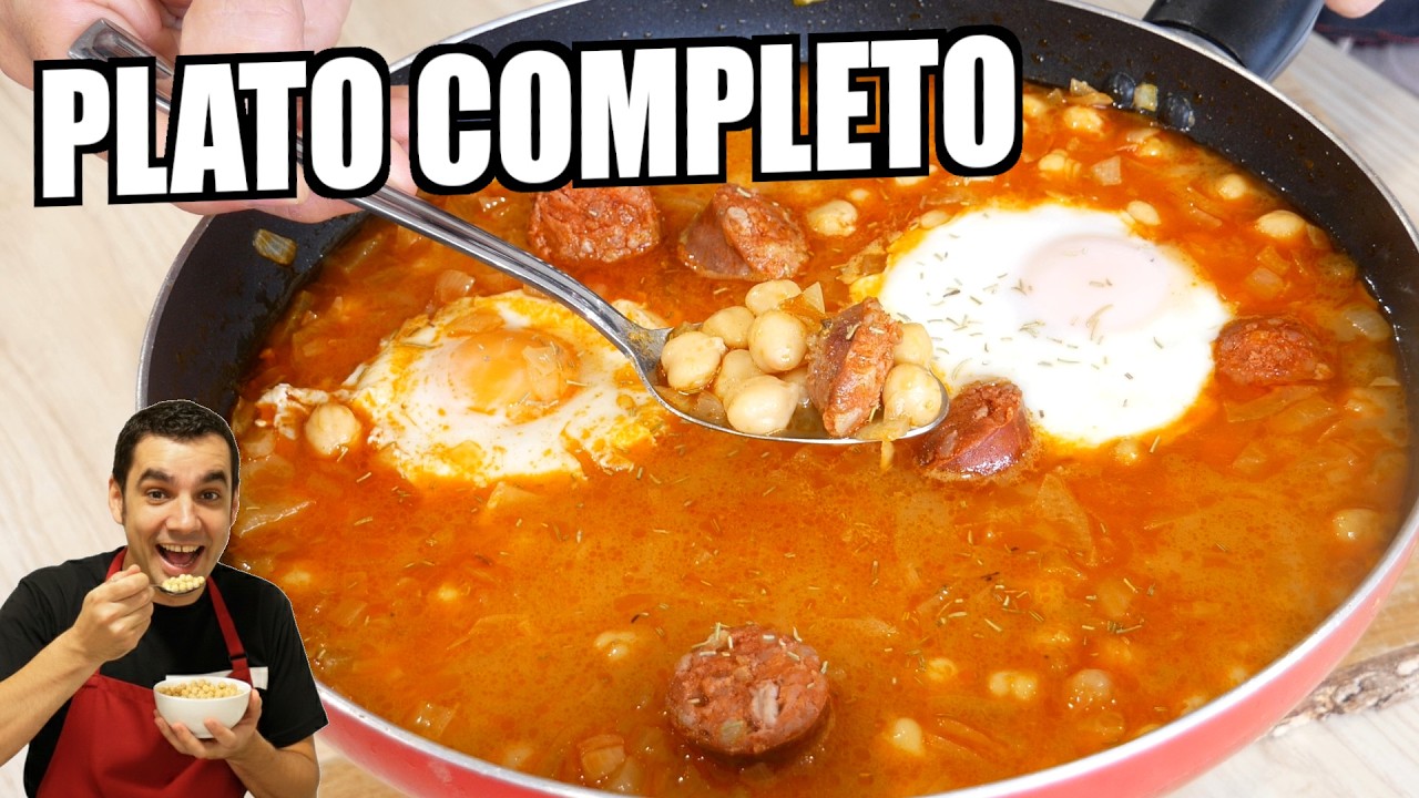 Garbanzos guisados con chorizo y huevo | Plato completo y casero