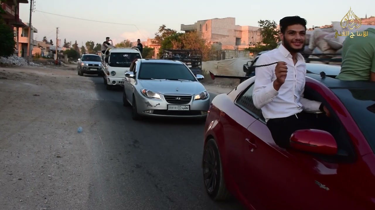 زفة سيارات العريس الغالي الصيدلاني علاء الدين خالد العريس في مدينة حارم الحبيبة