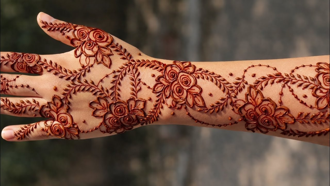 Beautiful Full Hand Floral Mehndi Design | 11 Minutes Step-by-Step Tutorial