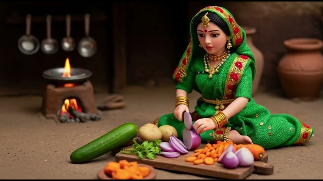 Miniature Doll Vegetable Biryani Cooking ASMR | Indian Village Tiny Kitchen Life