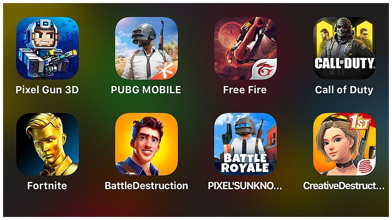 Pixel Gun 3D PUBG MOBILE Free Fire (Garena) Call of Duty Mobile Fortnite Battle Destruction
