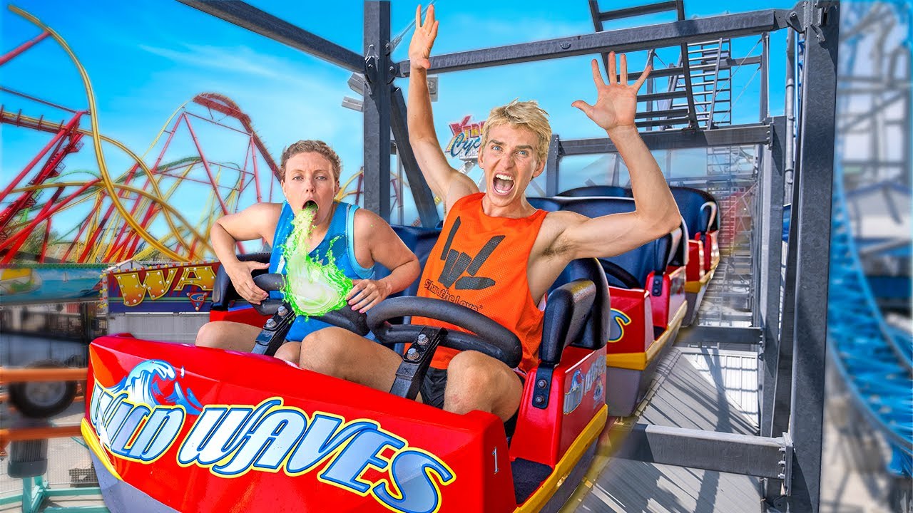 My Sister THREW UP on the ROLLER COASTER… gross!!