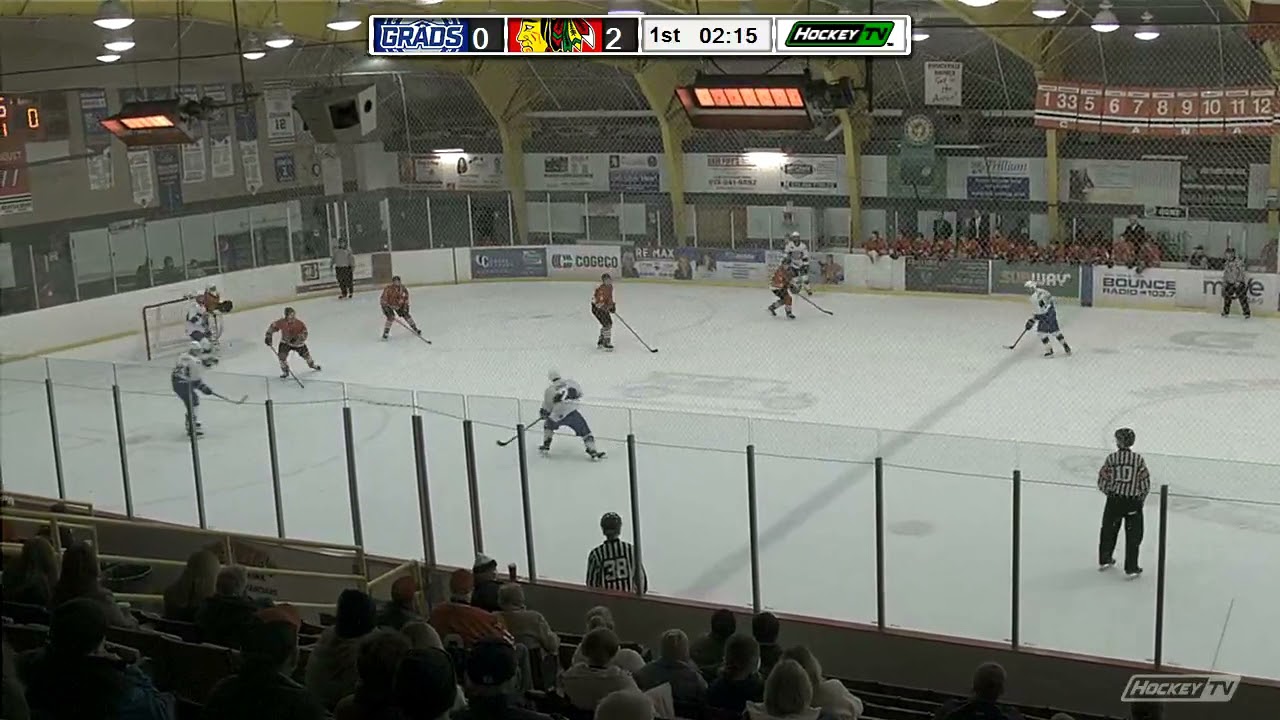 Navan Grads #10 Joseph Ianniello ('04) scores a power-play goal vs. Brockville Braves (Nov. 5/21)