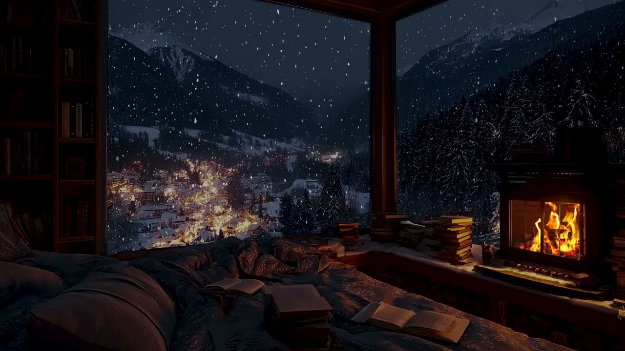 Thick Snow Covering Ancient Village Paths | Soft Footsteps, Cold Wind and Calm Winter Night Ambience