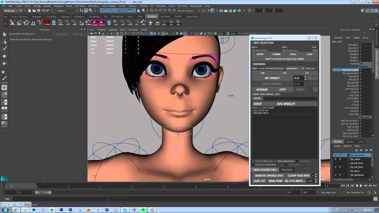 Nika jaw skinning