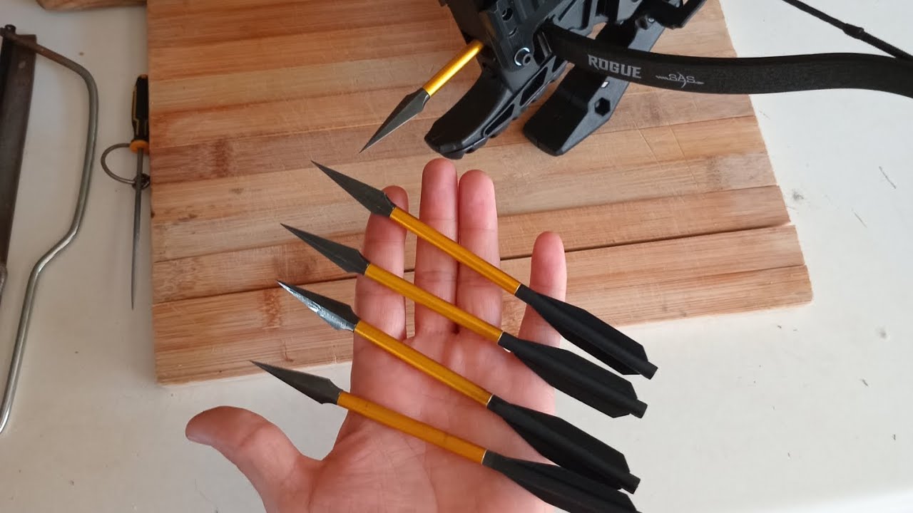 Making carbon steel spear tip bolts for compact crossbows.