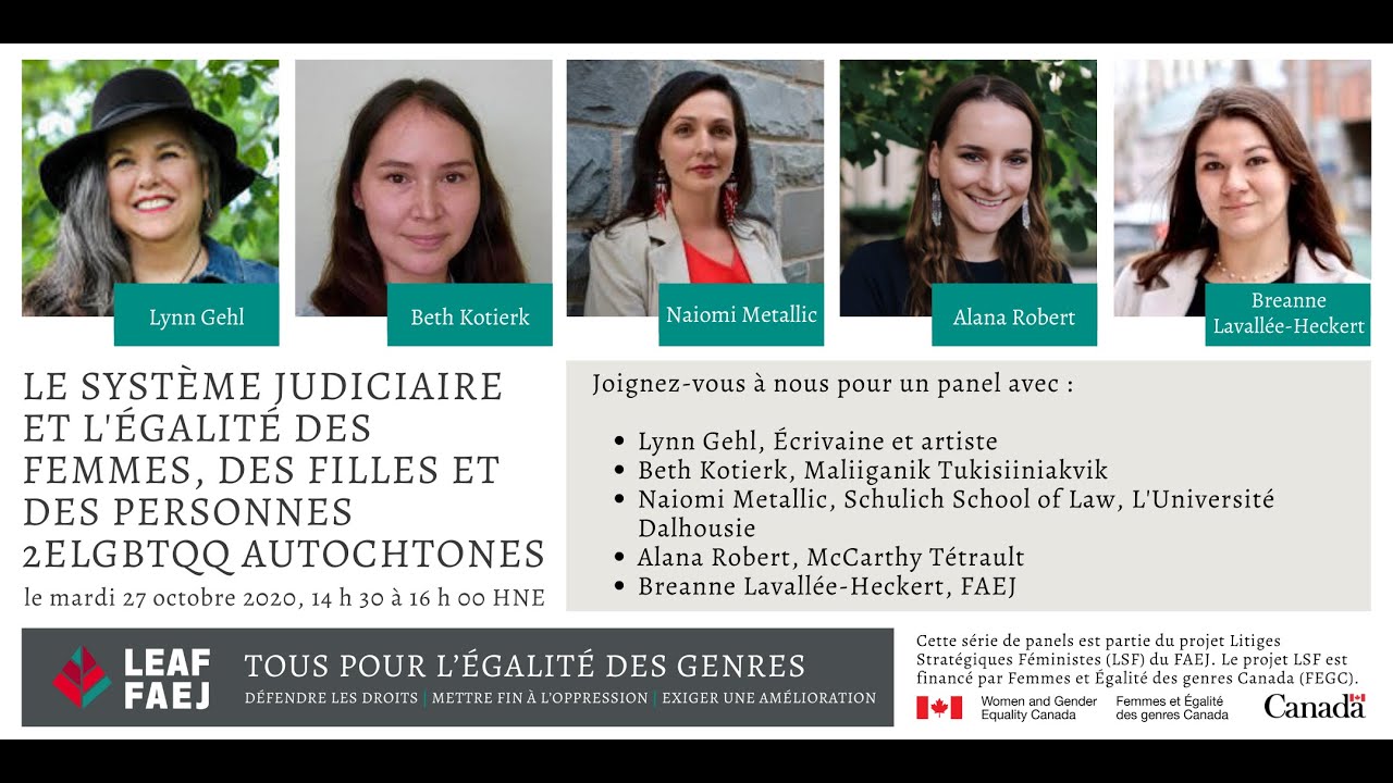 Le syst&egrave;me judiciaire et l&rsquo;&eacute;galit&eacute; des femmes, des filles et des personnes 2ELGBTQQ autochtones