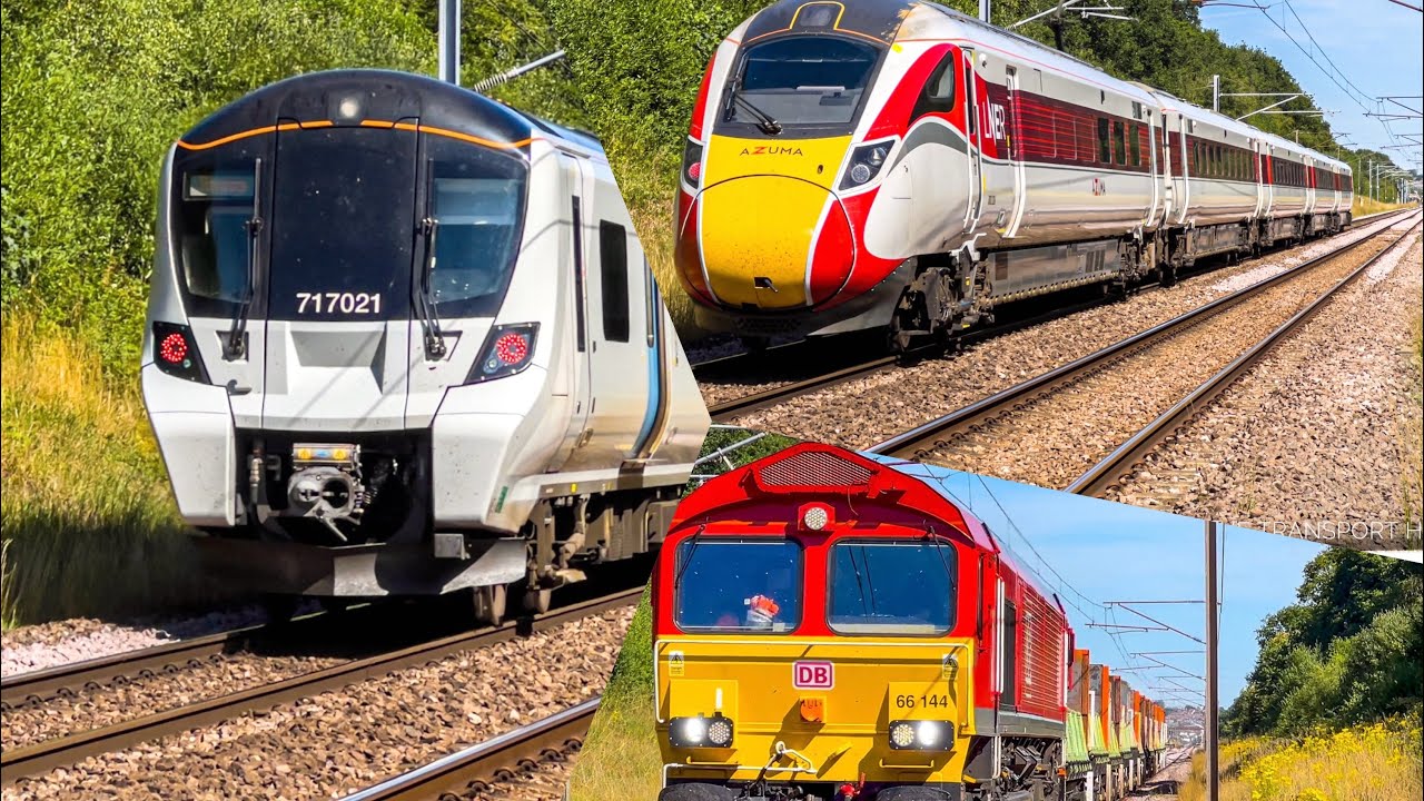Trains passing Strayfield Road foot crossing
